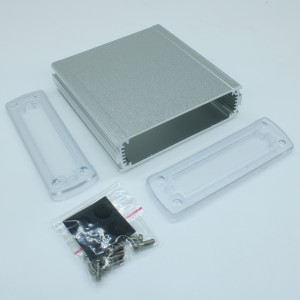 ALUG704SR110-C, Алюминиевый серебряный корпус с прозрачными пластиковыми торцевыми панелями