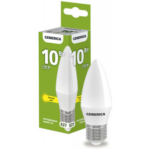 Лампа светодиодная C35 10Вт свеча 3000К E27 230В LL-C35-10-230-30-E27-G