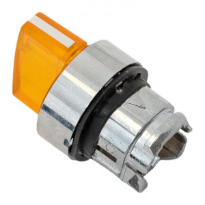 Исполнительный механизм переключателя ХB4 желтый на 3 положения возвратный без фиксации, с подсветкой с короткой ручко IP65 EKF XB4BD3L-Y-65