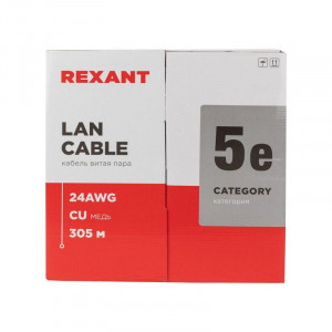 Кабель витая пара U/UTP кат.5E 4х2х24AWG solid CU ZH нг(А)-HF сер. (305м) 01-0069