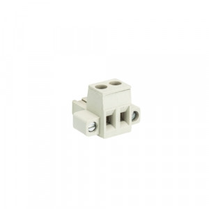 Розеточный разъем на кабель 8213 B/2 F, Розеточный разъем, угловой, на кабель, шаг: 5.08 мм, 2 полюса, фиксация провода винтовая, исполнение: с монтажными фланцами, с маркировкой, 400V, 12А, цвет: серый