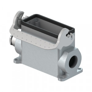 Закрытое основание разъема BAS GUT GM 16HM32 A0, Основание разъема на панель, закрытое, типоразмер 16B, высокое исполнение, с уплотнителем, 1 кабельный ввод M32x1,5, IP54, с левым расположением, с одной защелкой, без защитной крышки, материал корпуса: алюминиевый сплав