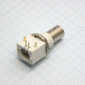 BNC гнездо на плату, пластик, угловое, ВЧ разъем BNC для запайки в плату, пластиковый корпус