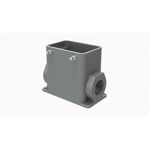 Закрытое основание разъема D32A-SF-4g-2M32, Основание разъема на панель, закрытое, типоразмер 32A, без уплотнителя, 2 отверстия с резьбой для кабельных вводов M32x1,5, без защелок (упоры для двух защелок), без защитной крышки, материал корпуса: алюминиевый сплав