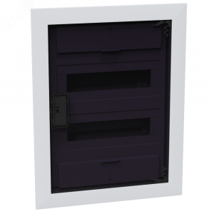 Щит распределительный встраиваемый с пластиковой черной прозрачной дверцей на 24 модуля, OptiBox Pro 24-VKR-IP40 379800