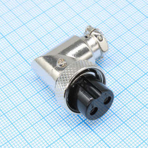 GX16M-2AA, Разъем цилиндрический (розетка) угловой на кабель 2 контакта