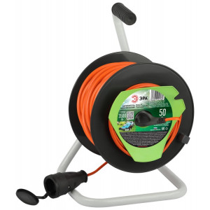 Удлинитель силовой RP-1e-3x1.5-50m на пластиковой катушке c заземлением 50м 1 розетка ПВС 3х1,5мм21шт Б0059778