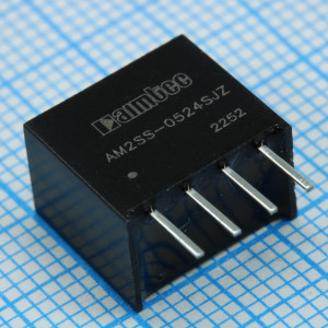 AM2SS-0524SJZ, DC/DC, 2Вт, вход 4.5…5.5В, выход 24В/0.008…0.083А, изоляция 1500В DC, КПД 84%, максимальная емкостная нагрузка не более 220мкФ, SIP4, 11.6x7.55x10.16мм, -40…85°C, пластик