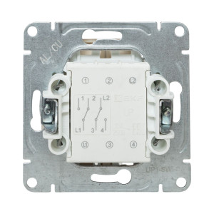 Механизм выключателя, двухклавишный, проходной, кремовый Эпика EKF UP1-SWI-21