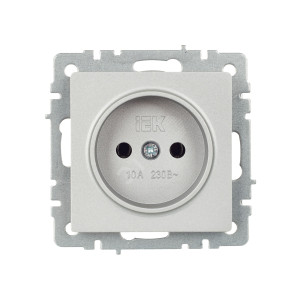 Розетка BRITE РС10-1-0-БрА 10А без заземл. без защ. шторок алюм. BR-R10-10-K47