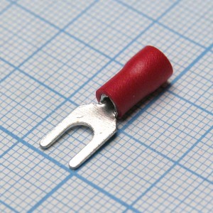 SV1.25-4L  Red, наконечник кабельный вилочный с изоляцией d=4.3мм, сеч. пров.0.5-1.5мм2