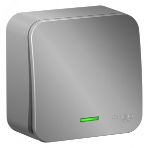 Выключатель 1-кл. ОП Blanca 10А IP20 (сх. 1) 250В с подсветкой с изолир. пластиной алюм. SE BLNVA101113