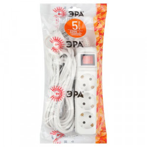 Удлинитель 3х5м с заземл. 10А IP20 UX-3es-5m ПВС 3х0.75 с выкл. Б0035755