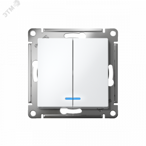 Выключатель 2-кл. СП AtlasDesign 10А IP20 (сх. 5а) 10AX с подсветкой механизм бел. SE ATN000153