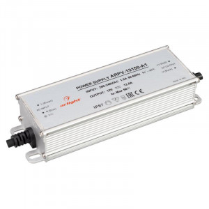 Блок питания ARPV-12150-A1 (12V, 12.5A, 150W) 034206, Источник напряжения с гальванической развязкой для светодиодных изделий. Входное напряжение 200-240 VAC. Выходные параметры: 12 В, 12,5 А, 150 Вт. Встроенный PFC >0,5. Герметичный алюминиевый корпус IP 67. Рабочая температура -40…+70C?. Габаритные размеры