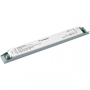 Блок питания ARV-SP24150-LONG-PFC-A (24V, 6.25A, 150W) 025480, Источник напряжения с гальванической развязкой для светодиодных изделий. Входное напряжение 220-240 VAC. Выходные параметры: 24 В, 6.25 А, 150 Вт. Встроенный PFC >0.95. Негерметичный алюминиевый корпус IP 20. Габаритные размеры длина 360 мм, ширина 40 мм,