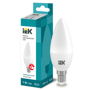 Лампа LED C35 свеча 7Вт 230В 4000К E14 IEK (кр.10шт) [LLE-C35-7-230-40-E14]