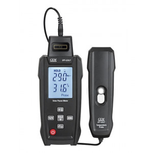 DT-1317 Измеритель интенсивности солнечного излучения, Измерение освещенности 50...1400 Вт/м2, температуры -10...+50°С (зонд: -30...+100°С), угла наклона -90...+90°, компас 0...360°, ЖК-дисплей с подсветкой