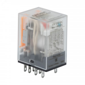 Реле миниатюрное промышленное общего назначения, герметичное IP62, 4CO,ком. ток 5А, AgSnO, напряжение 230V AC, опция: светодиод IR-230AC-4CO