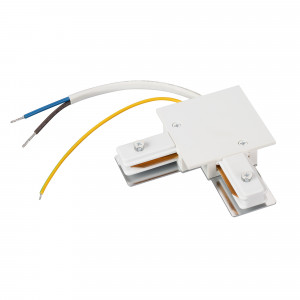 Коннектор угловой с питанием LGD-2TR-CON-L-F-POWER-WH (C) 040227, Угловой белый глянцевый коннектор для соединения 2TRA (на 2 провода) встраиваемых треков LGD под углом 90 градусов с возможностью подвода питания. Размеры 95 х 95 х 20 мм (60 мм - сторона квадрата). Без возможности подвода питания. При использовании с тре