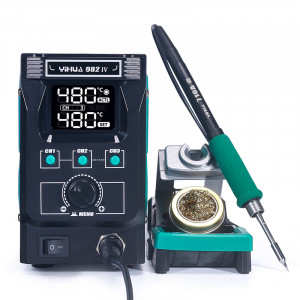 YIHUA 982-IV (C210), Паяльная станция 50Вт, регулировка температуры нагрева 90°C~450°C, в комплекте паяльник 716A, сменное жало C210-I, подставка, губка