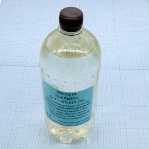 Кислота  паяльная 1000мл., Флюс для пайки чёрных и медных сплавов