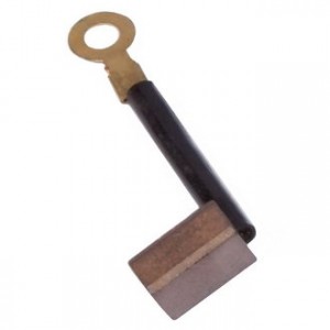BRUSH-9  CU-C, Щетка медно-графитовая плоская для электродвигателя, 5.9х7.7х12, медный провод боковой в изоляции, клемма О-типа латунь