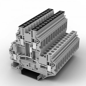 Этажная клемма UUT-2.5/2L-GY, Этажная клемма, 2 этажа, межэтажное соединение, тип фиксации провода: винтовой, номинальное сечение: 2,5 мм кв., 24A, 500V, ширина: 5,2 мм, цвет: серый, тип монтажа: DIN35