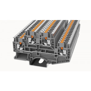 Этажная клемма DSKK4-01P-11-50Z(H), Этажная клемма, 2 этажа, межэтажное соединение, тип фиксации провода: Push-in, номинальное сечение: 4 мм кв., 32A, 800V, ширина: 6,2 мм, цвет: серый, тип монтажа: DIN35