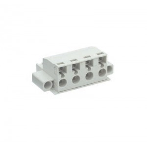 Розеточный разъем на кабель 8413 BFK/ 4 TOP F OB, Розеточный разъем, угловой, на кабель, шаг: 7.62 мм, 4 полюса, фиксация провода пружинная, исполнение: без маркировки, с монтажными фланцами, 690V, 12А, цвет: серый