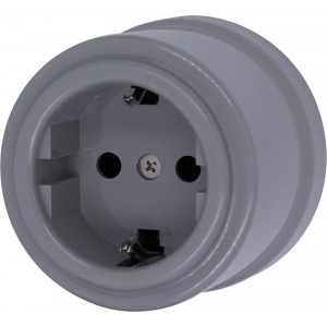 Розетка с З.К. пластик титан B1-101-26