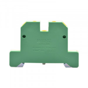 Заземляющая клемма JUT2-2.5PE, Заземляющая клемма, тип фиксации провода: винтовой, номинальное сечение: 2,5 мм кв., 800V, ширина: 5,2 мм, цвет: желто-зеленый, тип монтажа: DIN35