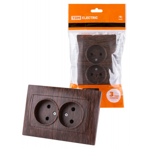 Розетка двойная 2П 10А 250В с защ. шт. венге "Лама" SQ1815-0412