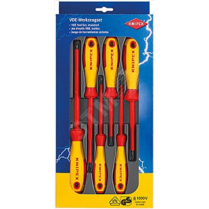 Набор отв-рток VDE диэлектрических, 6 пр., SL3/4/5.5/6.5, PH1/2 KN-002012V01, включает в себя шлицевые отвертки KN-982030, KN-982040, KN-982055, KN-982065 и крестообразные KN-982401, KN-982402