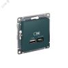 ATLASDESIGN USB РОЗЕТКА A + тип-C 45W высокоскор.заряд. QC,PD, механизм, ИЗУМРУД ATN000829