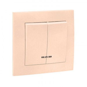 Валенсия выключатель 2-кл. 10А кремовый с индикатором PROxima EWV10-123-20