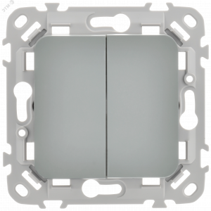 FLITE Выключатель 2-клавишный 10А ВС12-1-0-ФлС серый IEK FI-V20-0-10-1-K03