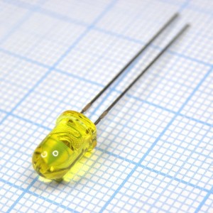 L-7113SYT, Светодиод 5мм/желтый/589нм/400-1200мкд/прозрачный желтый/30°