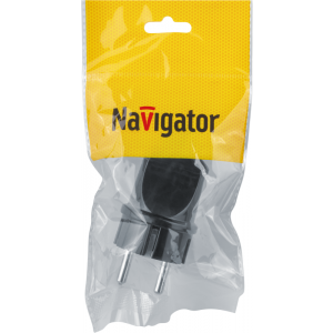Вилка прямая 61 360 NCA-PL02-16A-E-BL с заземл. черн. Navigator 61360