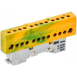 TEKFOR Шина PE земля изолированная на универсальном держателе 8х12-12-ЖЗ IEK TF-NN20-12-KL-K52