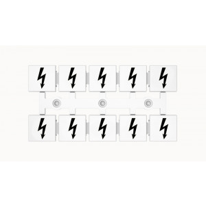 Маркировка (полоска) ZT12-10P-19-11Z(H), Кассета с маркировочными шильдиками, для клемм сечением 16 мм.кв., верхняя, 5x2 шильдиков, нанесенные символы: знак "Молния" с вертикальным расположением, размер шильдика: 11 x 10,8 мм, цвет: белый