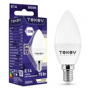 Лампа светодиодная 10Вт С37 3000К Е14 176-264В TKE-C37-E14-10-3K
