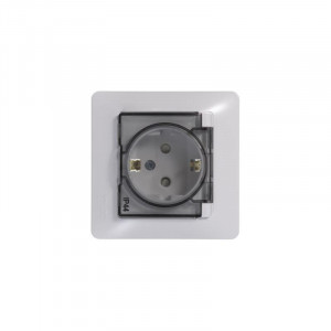 Розетка 1-м СП Glossa 16А IP44 с заземл. защ. шторки с крышкой в сборе бел. SE GSL000148