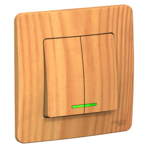 BLANCA скрытой установки двухклавишный выключатель (cх.5) с подсветкой, 10A, 250B, ясень BLNVS010515