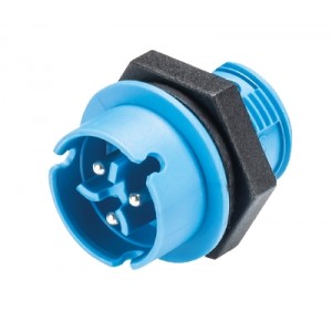 Разъем RST08i3 S S1 M02H BL, Вилочный разъем в панель М14, IP68(69k), 3 полюса, цвет: синий, номинальные характеристики: 250V/400V 8A, серия gesis RST MICRO
