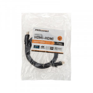 Кабель HDMI - HDMI 1,4, 3м, Gold, 17-6205-6