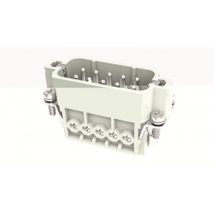 Вилочная контактная вставка DA-010-M, Вилочная контактная вставка, винтовая фиксация, 10 полюсов + PE, типоразмер 10A, 250V, 16A, сечение обслуживаемых проводников 0,75-2,5 мм кв, тип покрытия контактов: серебро