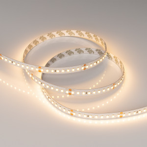 Лента RT-A144-10mm 24V Warm2700 (7.7 W/m, IP20, 2835, 5m) 038781, Светодиодная высокоэффективная лента RT-A144, открытая. Светодиоды 2835, 144 шт/м (720 шт на 5 м), белая плата, ширина 10 мм, скотч 3M. Цвет ТЕПЛЫЙ 2700 K, цветопередача CRI>85, угол 120°. Питание 24 В, мощность 7.7 Вт/м (38.5 Вт на 5 м). Размеры 5000x10x