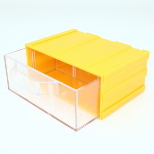 Бокс для р/дет К- 1 прозрачные/желтый, Пластиковый контейнер для хранения крепежа, радиоэлектронных комплектующих, любых небольших деталей