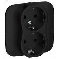 FLITE Розетка 2-местная с заземлением без защитных шторок 16А в сборе РС12-0-А-ФлЧ черный IEK FI-R21A-16-K02